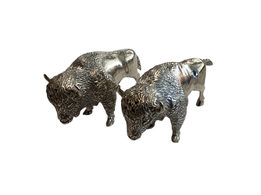 PEWTER BISON SALT & PEPPER SET