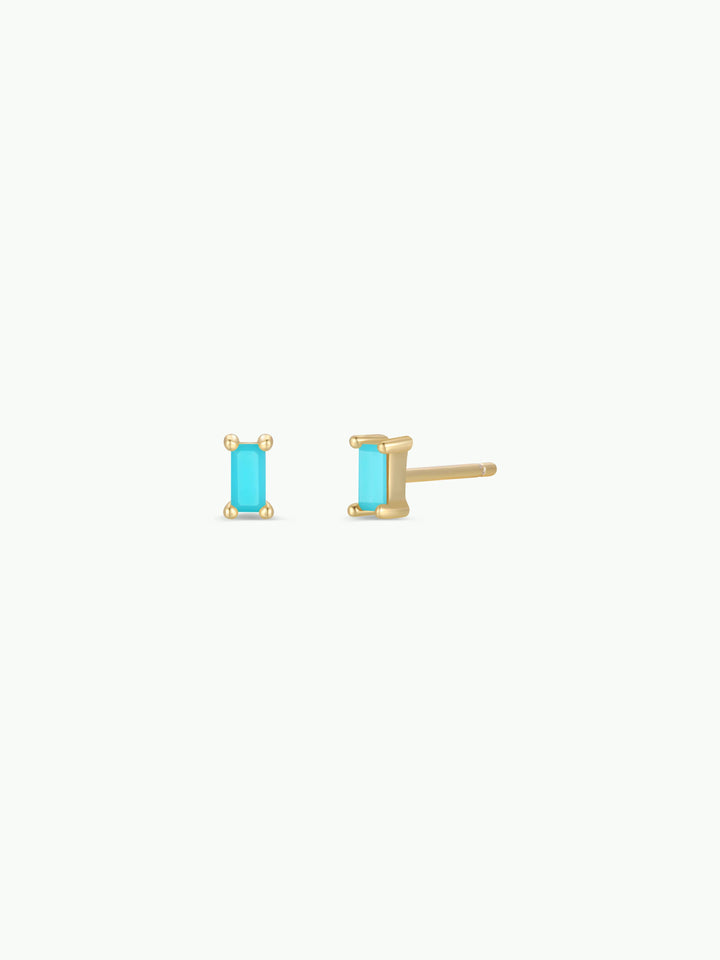 Baguette - Turquoise - Gold Earrings