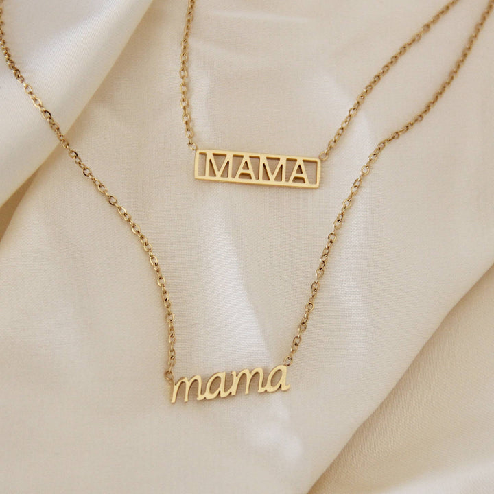 Mama Necklace - Mother's Day Gift: Gold / Mama (Script)