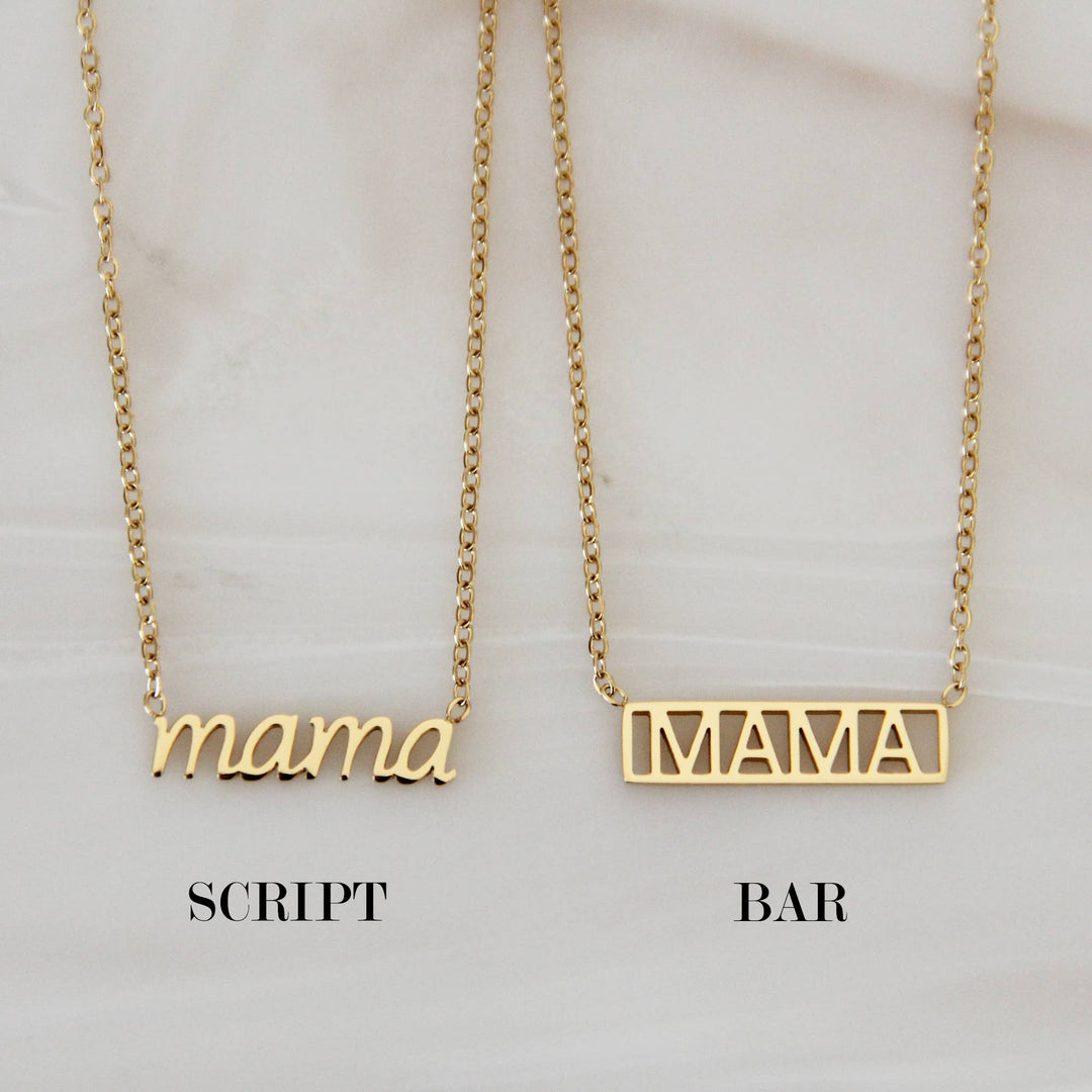 Mama Necklace - Mother's Day Gift: Gold / Mama (Script)