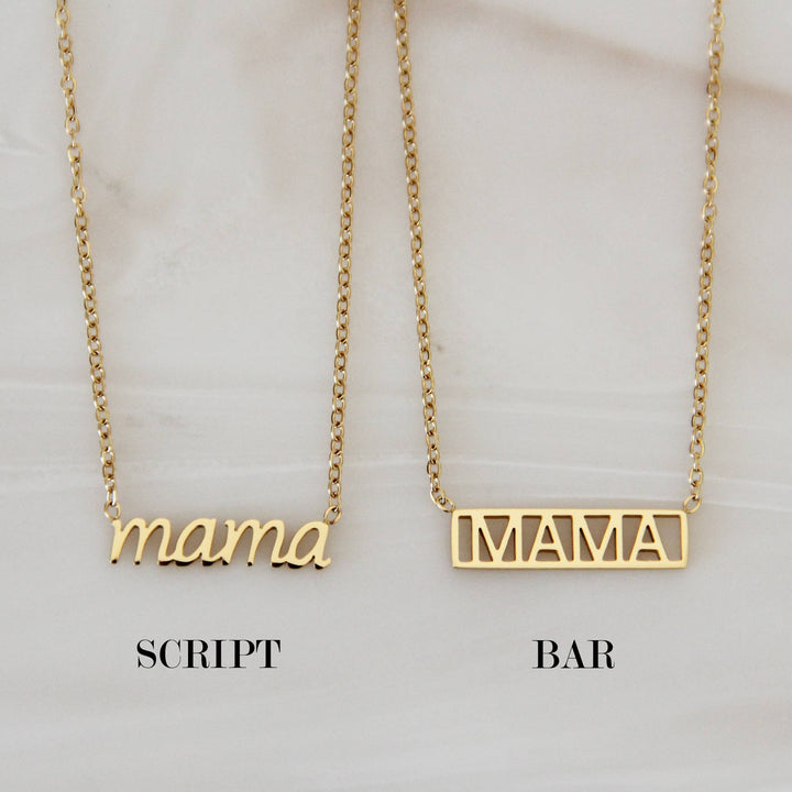 Mama Necklace - Mother's Day Gift: Gold / Mama (Script)