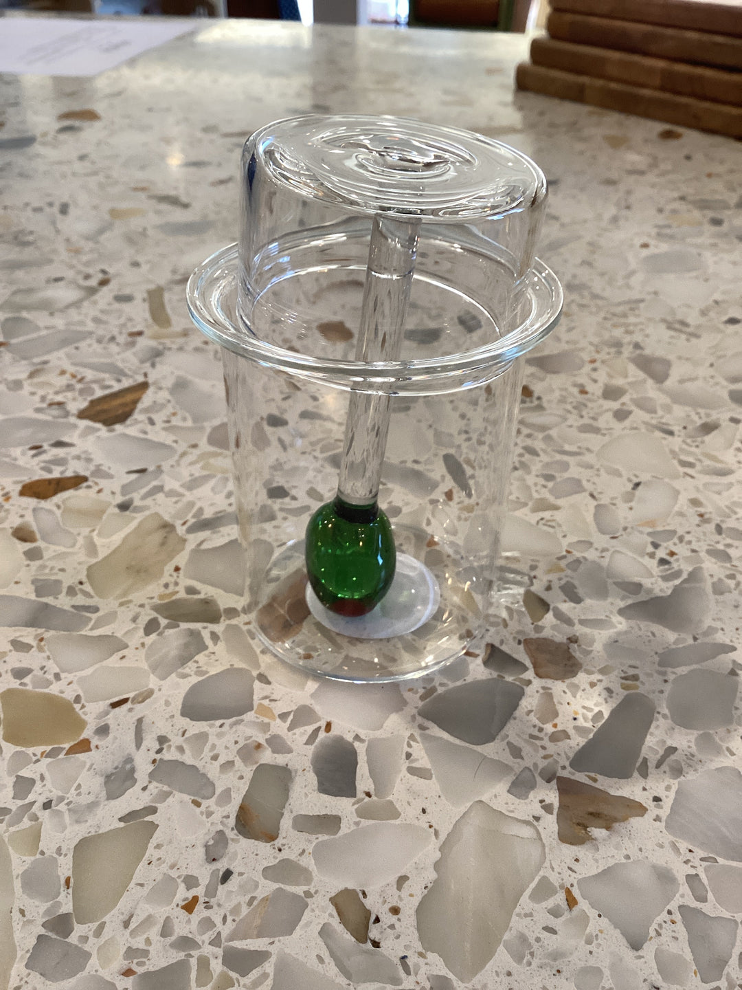 Olive Glass Toothpick Holder