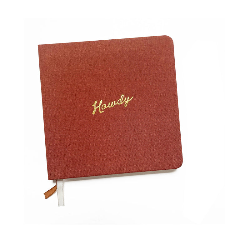 Howdy Foil Embossed Square Linen Notebook | Western Journal: Gold / Rust