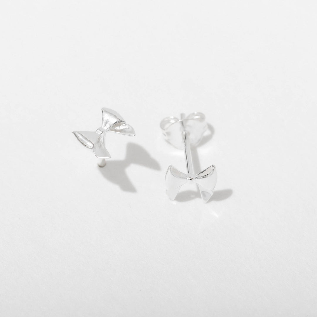 Bow Gold Plated or Sterling Silver Stud Earrings - On Sale : Gold Plated