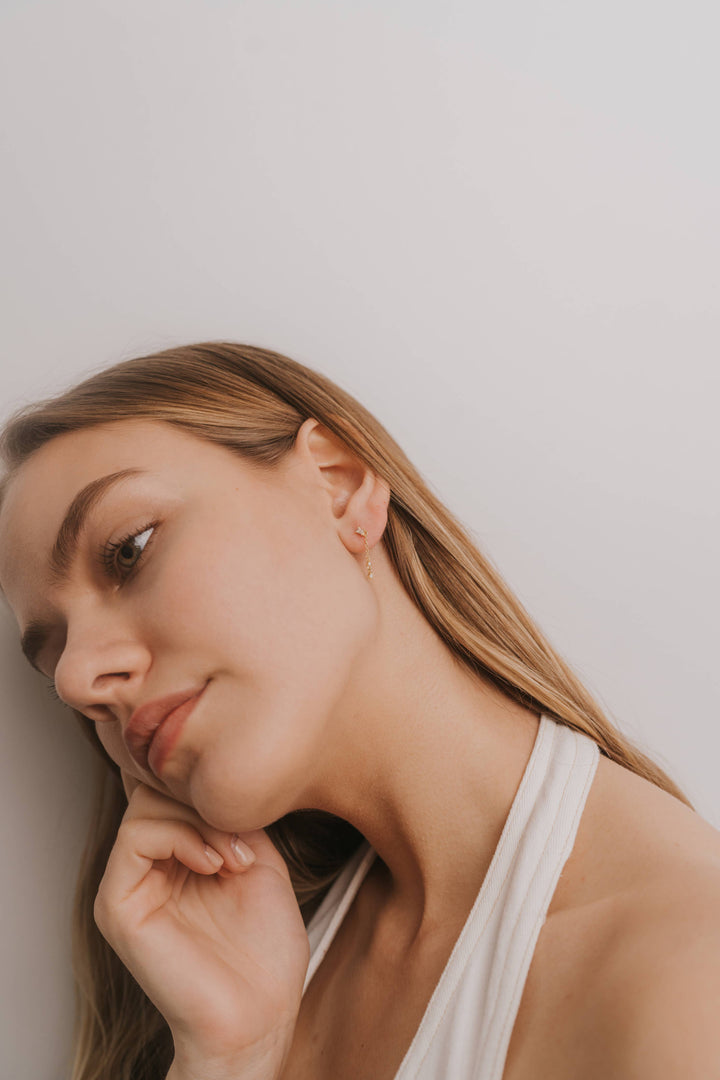 Baguette Drop - Gold Earrings