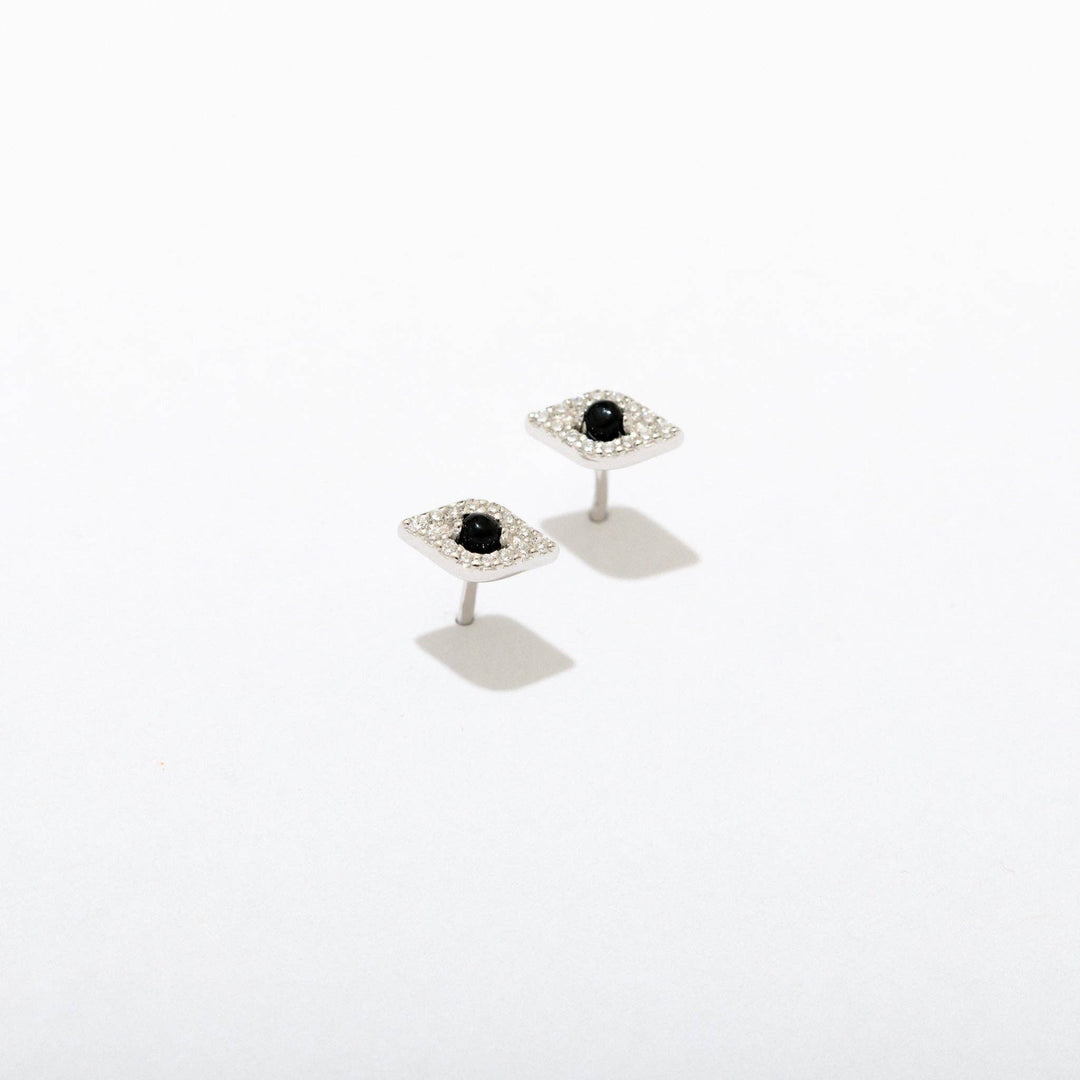 Evil Eye 14k Gold Plate or Silver Stud Earrings - On Sale 🤑: 14k Gold Plate