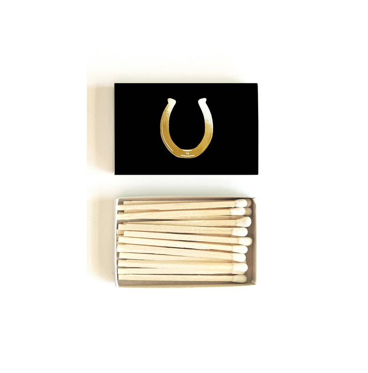 Lucky Horseshoe Matchbox | Western Decor | Cowgirl Gift: Gold / White