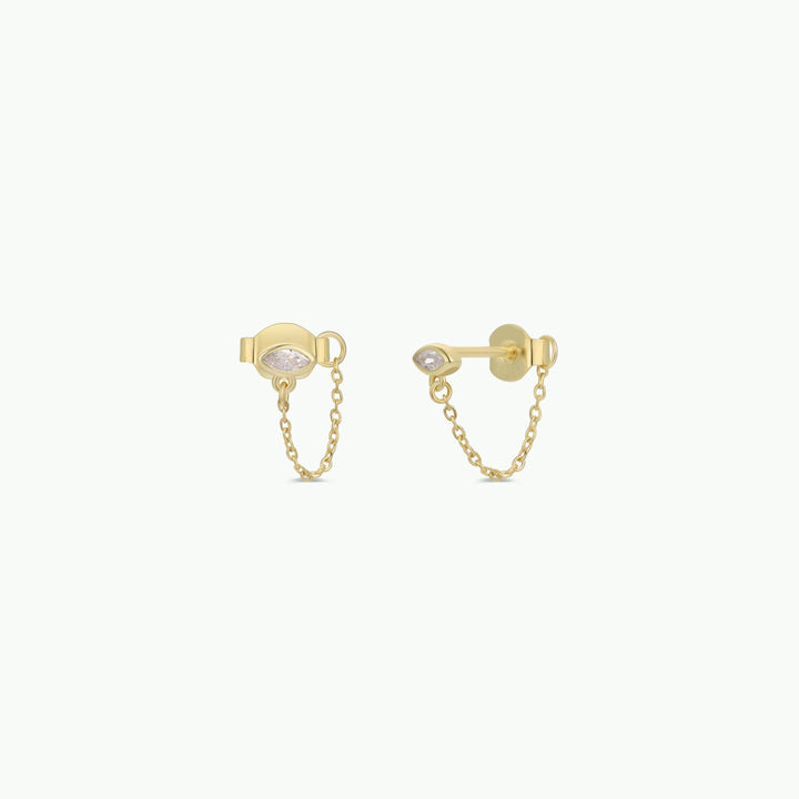 Chain Huggie - Stud - Gold Earrings