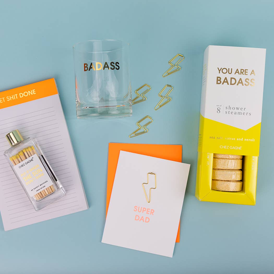 Super Dad - Lightning Bolt Letterpress Paper Clip Greeting Card  - Father's Day