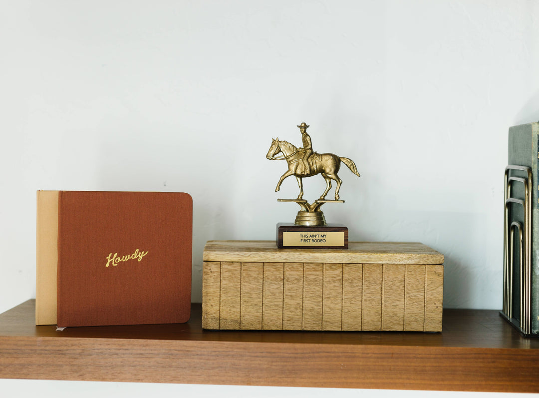 Howdy Foil Embossed Square Linen Notebook | Western Journal: Gold / Rust