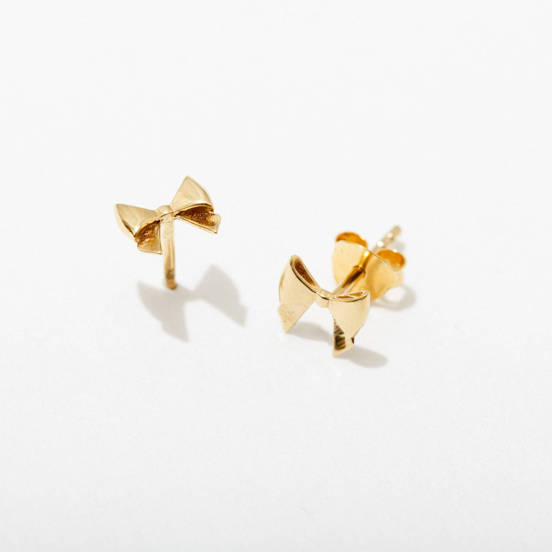 Bow Gold Plated or Sterling Silver Stud Earrings - On Sale : Gold Plated
