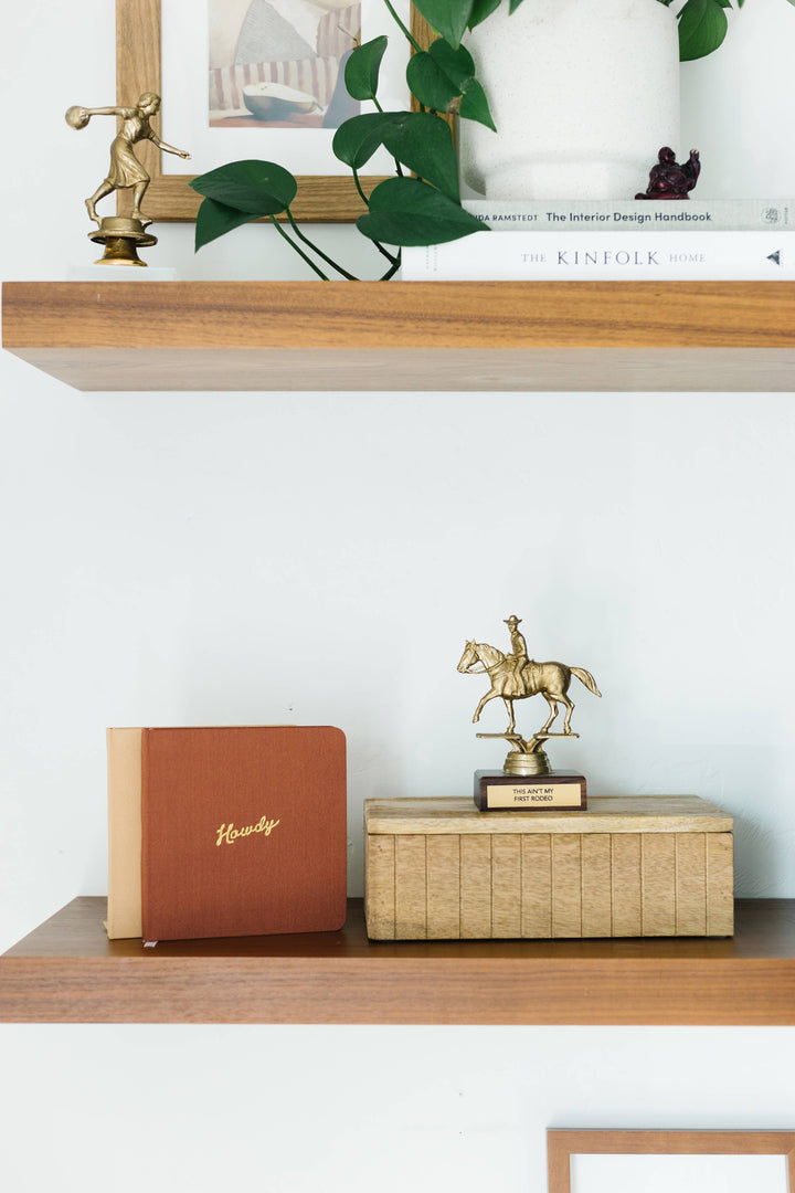 Howdy Foil Embossed Square Linen Notebook | Western Journal: Gold / Rust