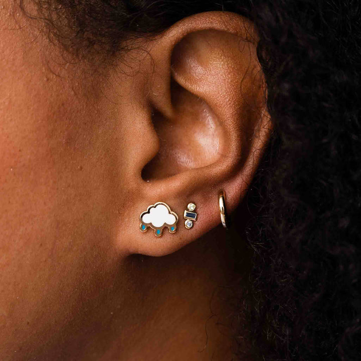 Stacked Gemstone Stud Earrings in Cubic Zirconia - On Sale