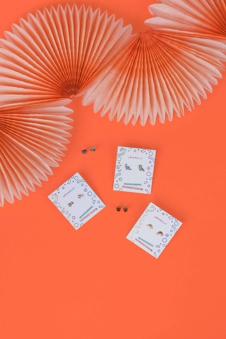 Dinosaur Enamel Flat Back Kids Earrings