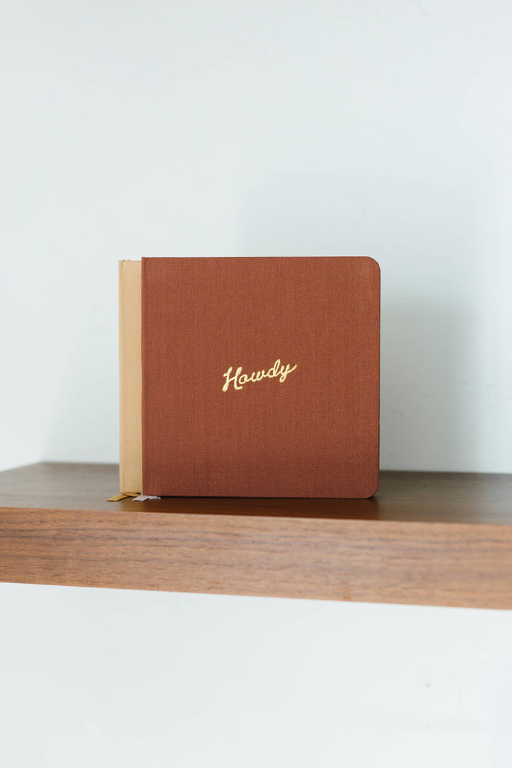 Howdy Foil Embossed Square Linen Notebook | Western Journal: Black / Olive