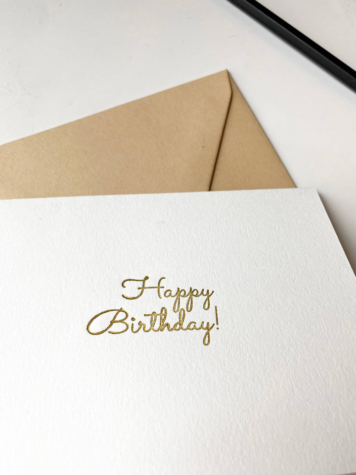Happy Birthday! Foil Embossed Greeting Card: Kraft / Gold