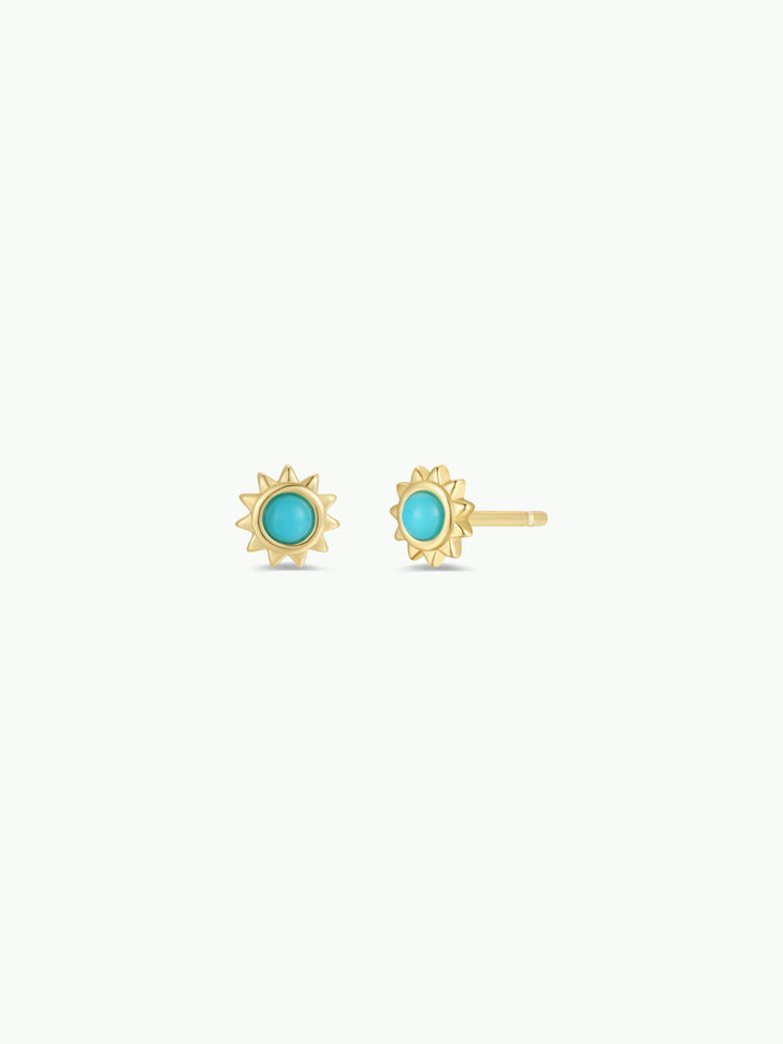 Sun Stud - Turquoise - Gold Earrings