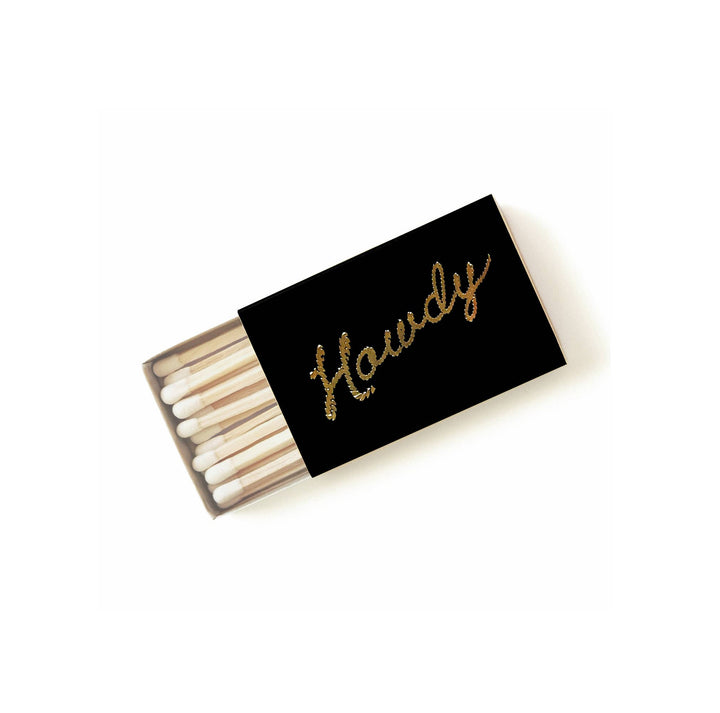 Howdy Matchbox | Western Matches | Cowboy, Cowgirl Gear: Gold / Black