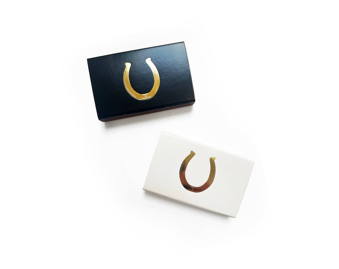 Lucky Horseshoe Matchbox | Western Decor | Cowgirl Gift: Gold / White
