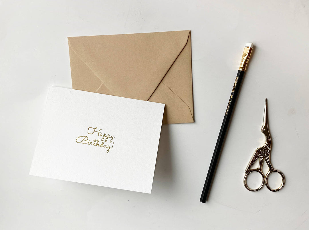 Happy Birthday! Foil Embossed Greeting Card: Kraft / Gold