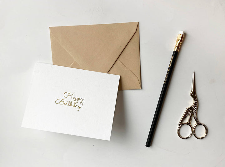 Happy Birthday! Foil Embossed Greeting Card: Kraft / Gold