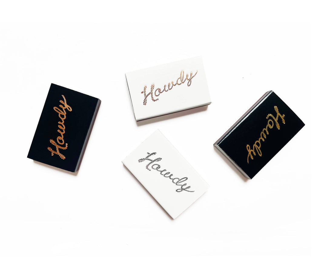 Howdy Matchbox | Western Matches | Cowboy, Cowgirl Gear: Gold / Black