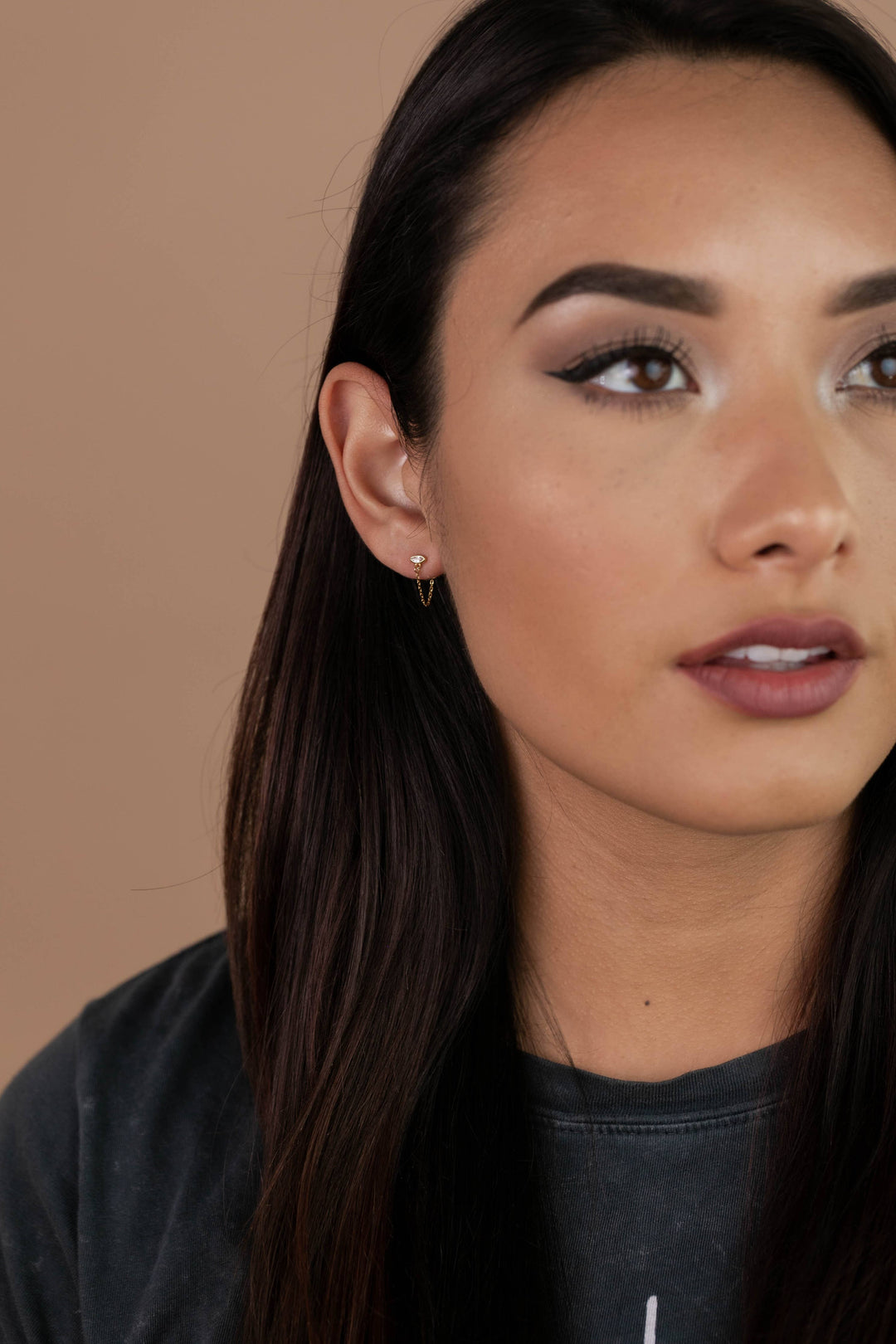 Chain Huggie - Stud - Gold Earrings