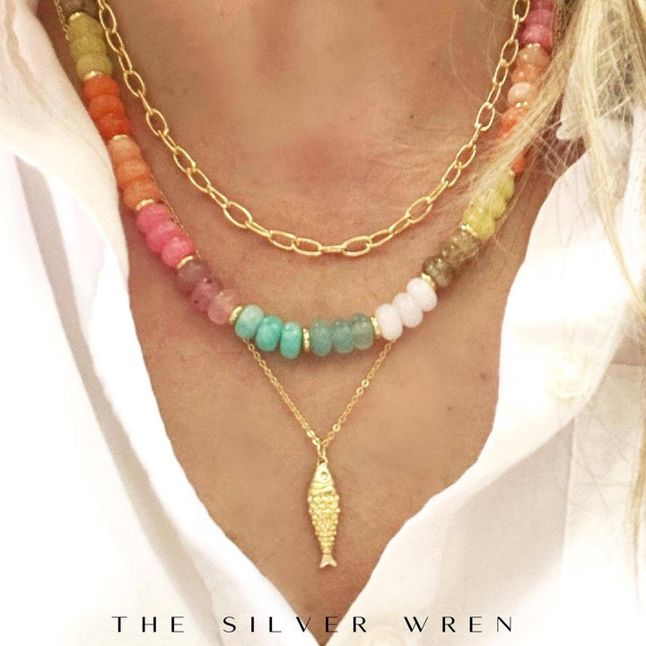 Gold Fish Pendant Necklace: Alma / 16 inch