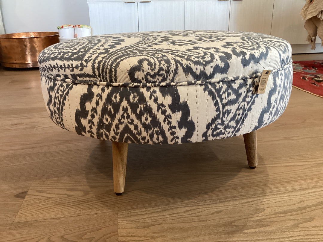 Cotton Voile Upholstered Stool