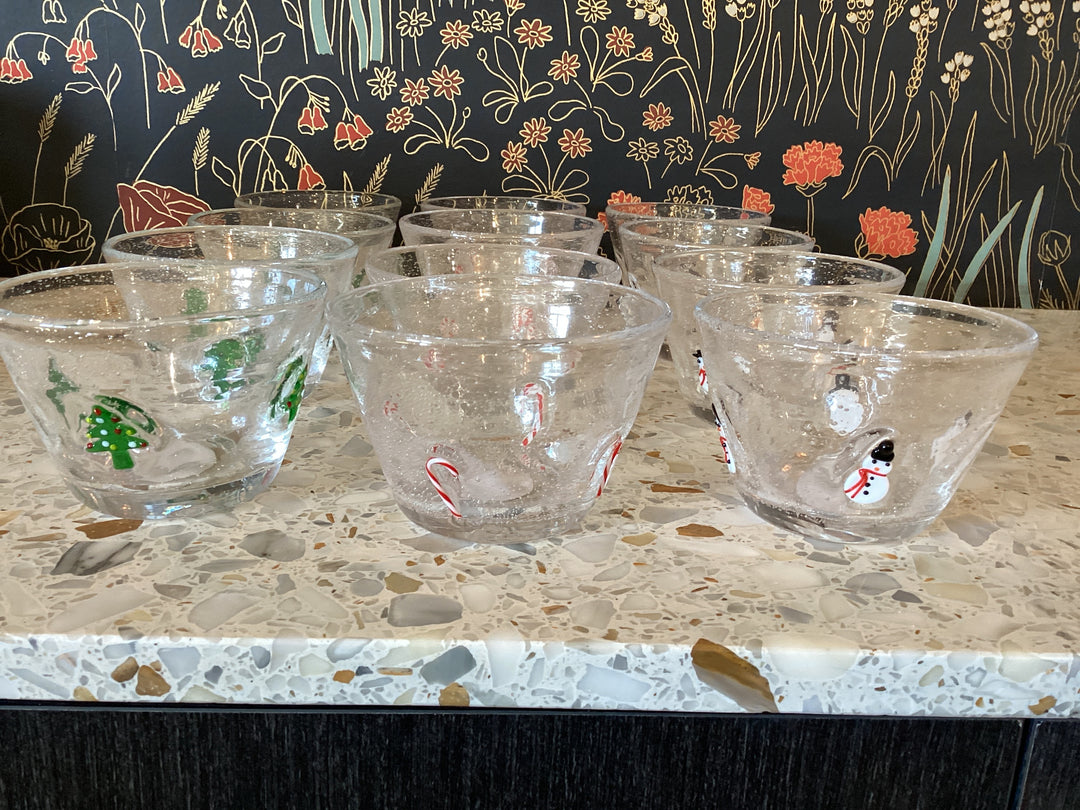 Glass Bowl with Embedded Holiday Icons