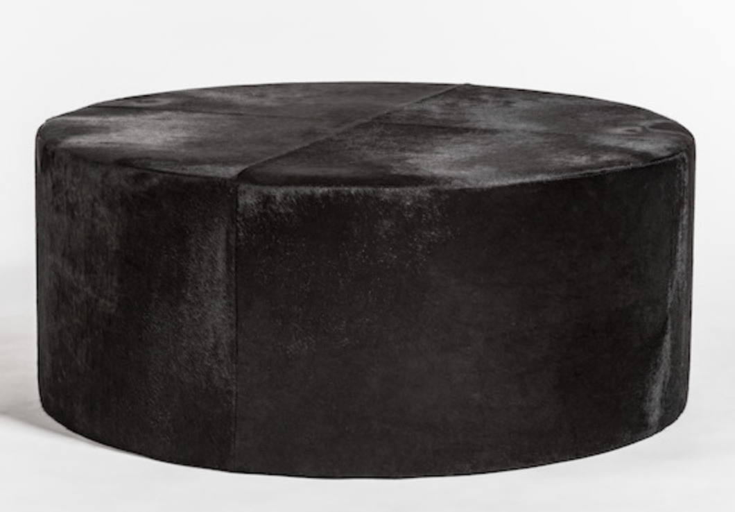 St. Francis Large Leather Ottoman in Ebony Cowhide