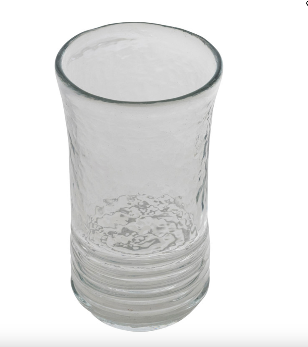 Hand-Blown Ribbed Drinking Glass