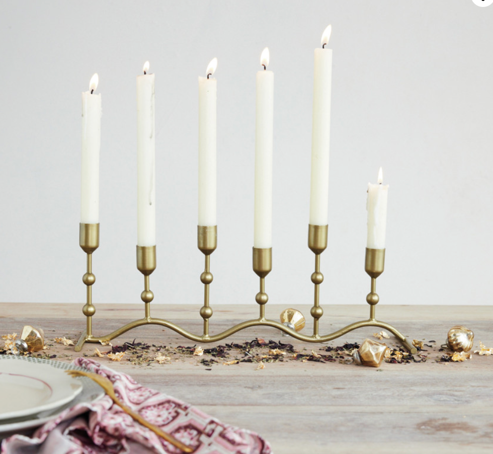 Hand-Forged Iron Candle Runner with Balls & Curved Base