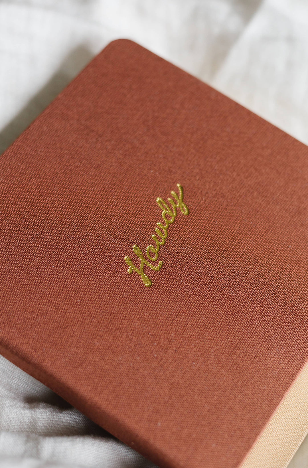 Howdy Foil Embossed Square Linen Notebook | Western Journal: Gold / Rust
