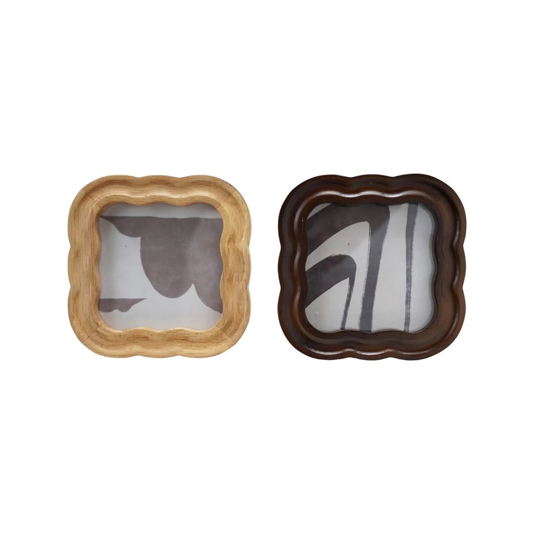 Scalloped Photo Frame, 2 Colors (4" x 4" Photo) (Hangs or Sits)