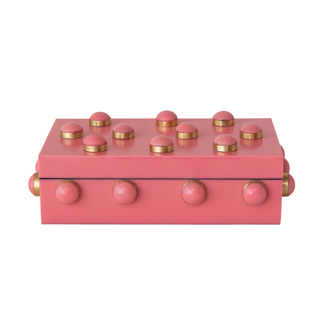 Studded Box, Pink & Gold Finish