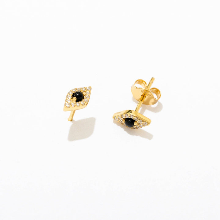 Evil Eye 14k Gold Plate or Silver Stud Earrings - On Sale 🤑: 14k Gold Plate