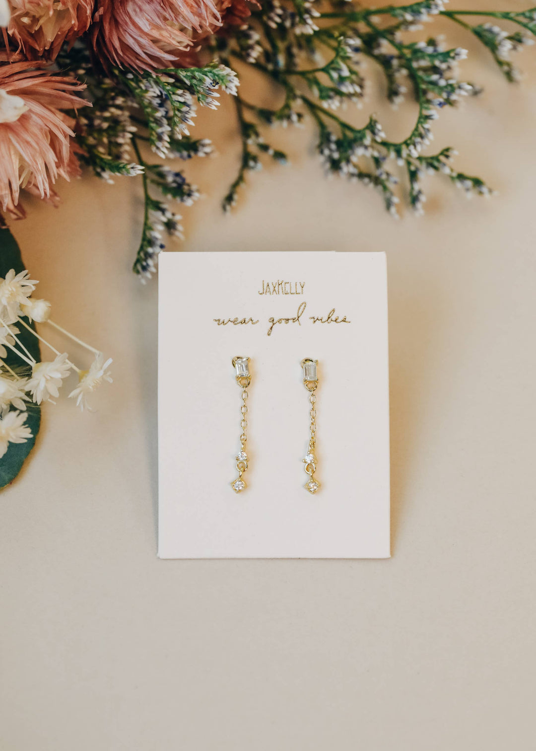 Baguette Drop - Gold Earrings