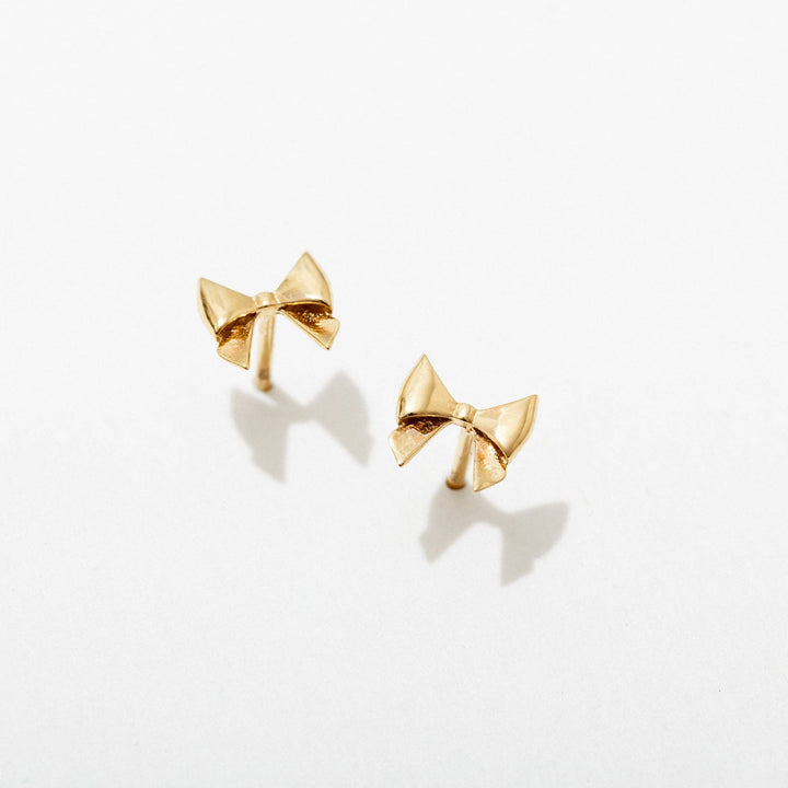 Bow Gold Plated or Sterling Silver Stud Earrings - On Sale : Gold Plated