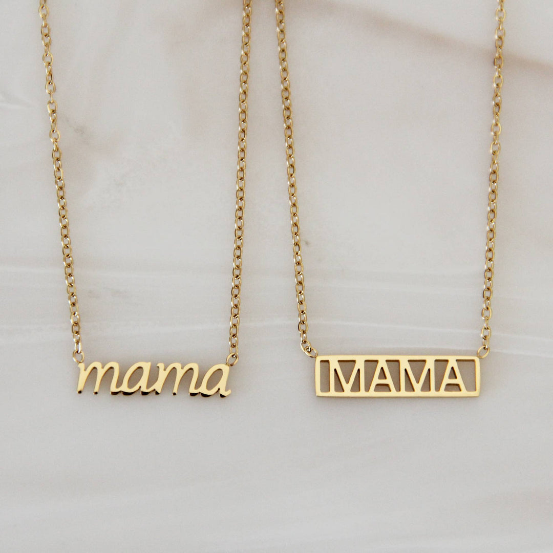 Mama Necklace - Mother's Day Gift: Gold / Mama (Script)