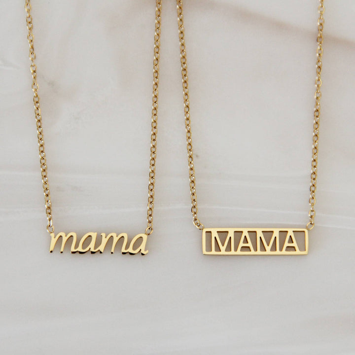 Mama Necklace - Mother's Day Gift: Gold / Mama (Script)