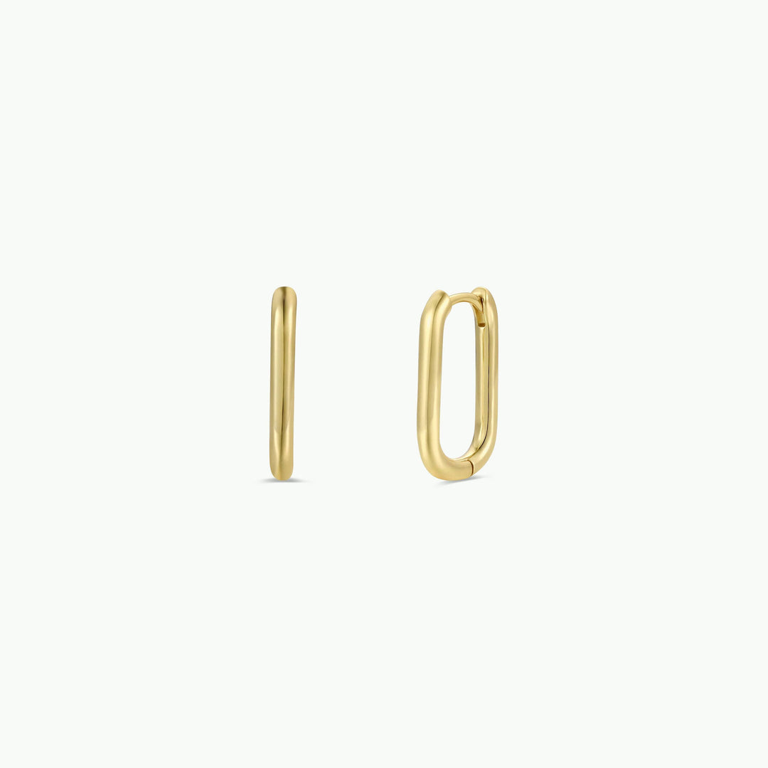 Gold Hoop - Large Rectangle - Earrings