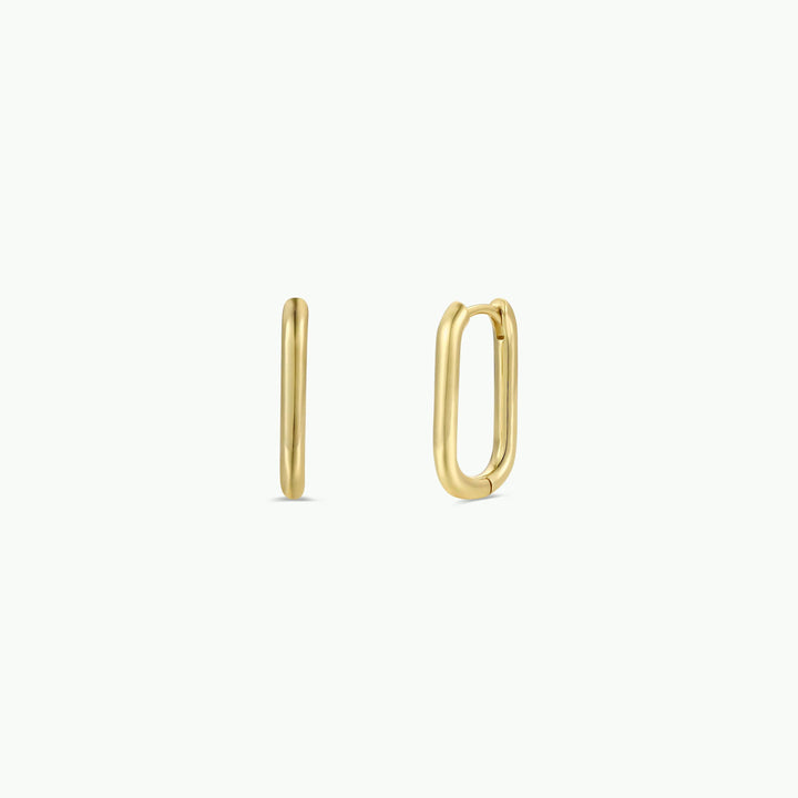 Gold Hoop - Large Rectangle - Earrings