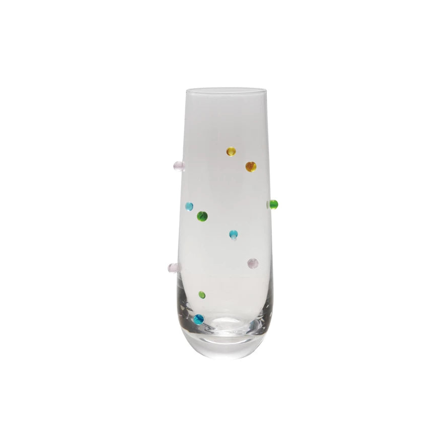 Handmade Drinking Glass with Raised Dots-Set of 2