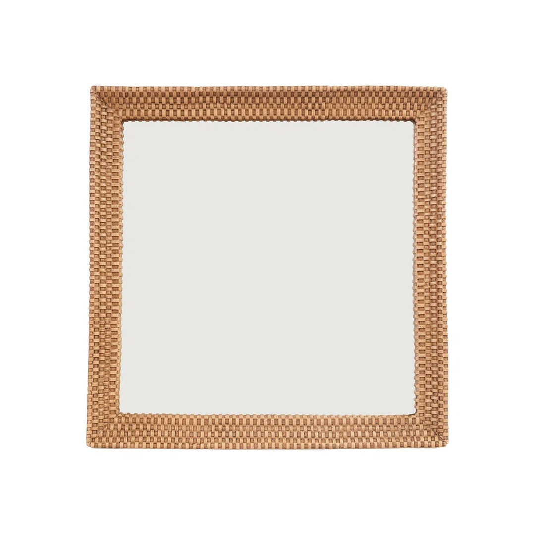 Woven Resin Mirrored Tray in Warm Brown