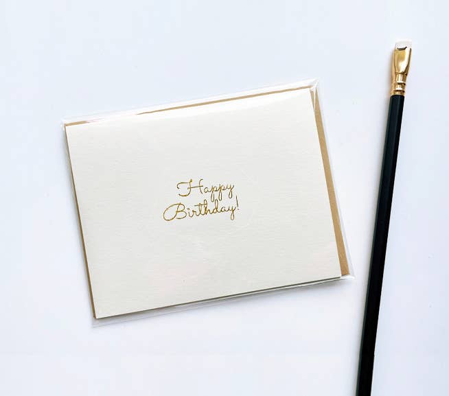 Happy Birthday! Foil Embossed Greeting Card: Kraft / Gold