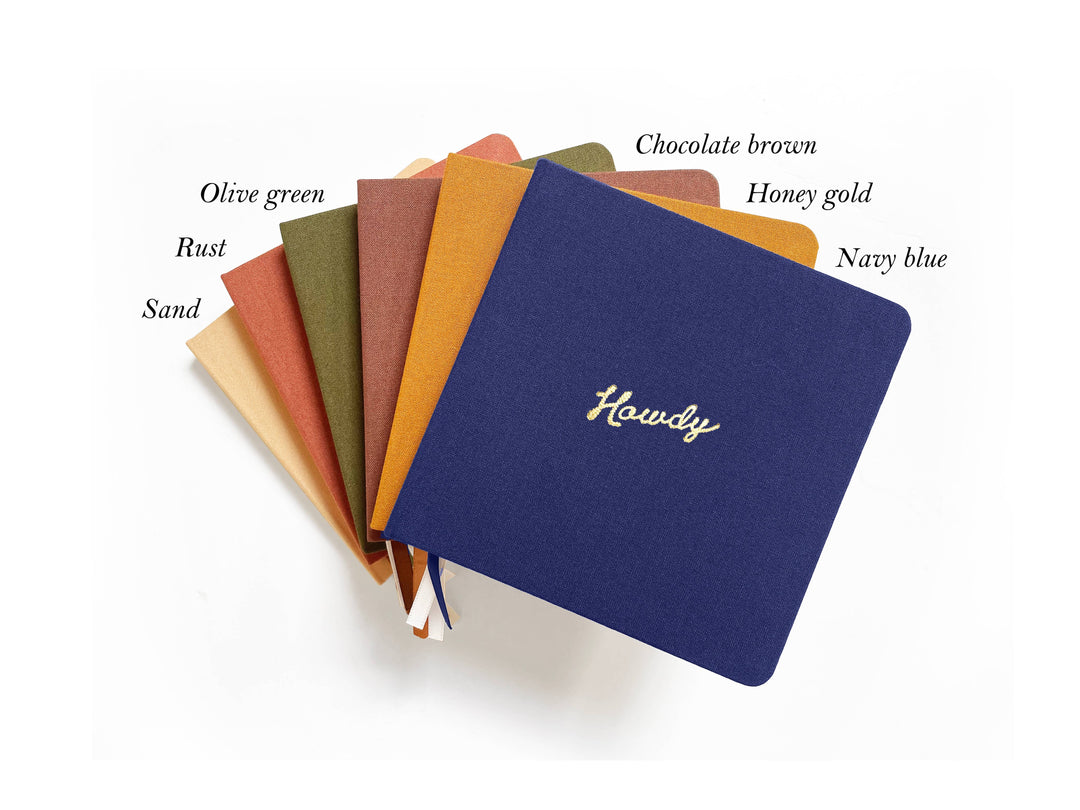 Howdy Foil Embossed Square Linen Notebook | Western Journal: Black / Olive