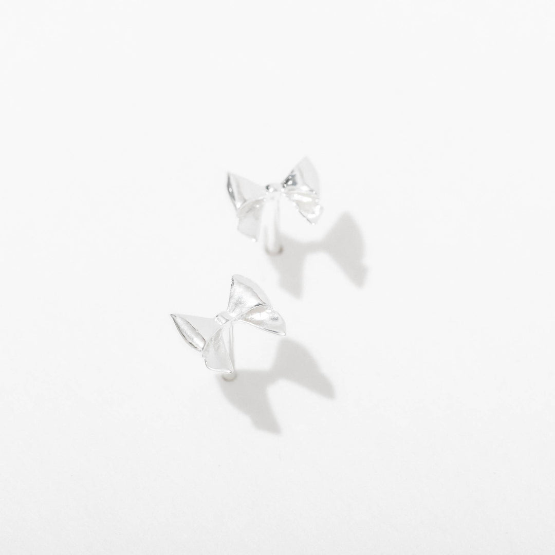 Bow Gold Plated or Sterling Silver Stud Earrings - On Sale : Gold Plated