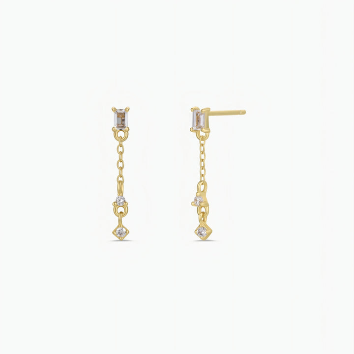 Baguette Drop - Gold Earrings